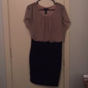 Navy Flounce top/bodycon skirt dress